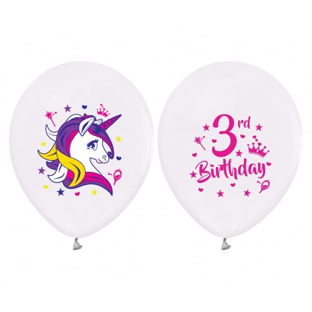 Balloons number 3 - unicorn 12"/30 (5pcs)