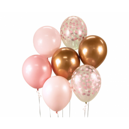 Balloon bouquet pink-copper - 30cm (7pcs)